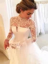 Ball Gown High Neck Lace Satin Court Train Wedding Dresses #Milly00023116