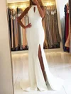 Trumpet/Mermaid Scoop Neck Chiffon Sweep Train Split Front Prom Dresses Sale #sale020105151