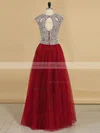 Princess Scoop Neck Tulle Floor-length Crystal Detailing Prom Dresses #Milly020105185