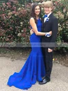 Trumpet/Mermaid Scoop Neck Stretch Crepe Sweep Train Beading Prom Dresses #Milly020105199