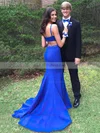 Trumpet/Mermaid Scoop Neck Stretch Crepe Sweep Train Beading Prom Dresses #Milly020105199