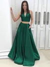 Princess V-neck Satin Floor-length Pockets Prom Dresses #Milly020105234