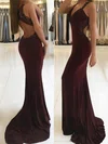 Sheath/Column Sweep Train V-neck Jersey Appliques Lace Prom Dresses #Milly020105264