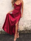 Sheath/Column Cowl Neck Ankle-length Satin Prom Dresses #Milly020105283