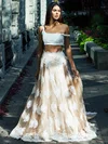 Princess Square Neckline Tulle Sweep Train Appliques Lace Prom Dresses #Milly020105308