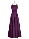 A-line Scoop Neck Satin Floor-length Sashes / Ribbons Prom Dresses #Milly020105325