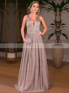 Princess V-neck Satin Floor-length Prom Dresses #Milly020105328