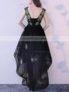 A-line Scoop Neck Tulle Asymmetrical Appliques Lace Prom Dresses #Milly020105373