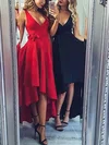 A-line V-neck Silk-like Satin Asymmetrical Sashes / Ribbons Prom Dresses Sale #sale020105405