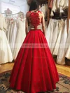 Ball Gown Scoop Neck Satin Floor-length Appliques Lace Prom Dresses #Milly020105420