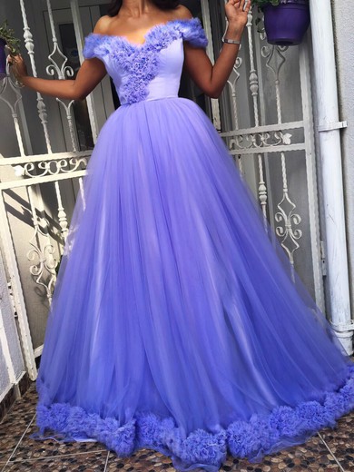 Ball Gown Off-the-shoulder Tulle Floor-length Ruffles Prom Dresses #Milly020105433