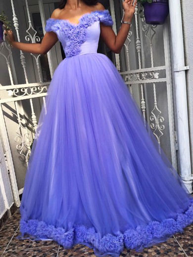 Ball Gown Off-the-shoulder Tulle Floor-length Ruffles Prom Dresses #Milly020105433