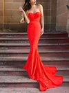 Trumpet/Mermaid Sweetheart Silk-like Satin Sweep Train Sashes / Ribbons Prom Dresses #Milly020105479