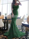 Trumpet/Mermaid Sweetheart Silk-like Satin Sweep Train Lace Prom Dresses #Milly020105480
