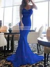 Trumpet/Mermaid Sweetheart Silk-like Satin Sweep Train Lace Prom Dresses #Milly020105480