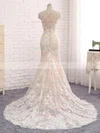 Trumpet/Mermaid Scoop Neck Lace Sweep Train Appliques Lace Prom Dresses #Milly020105519