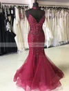 Trumpet/Mermaid V-neck Organza Sweep Train Beading Prom Dresses #Milly020105530