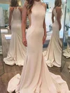 Trumpet/Mermaid High Neck Jersey Sweep Train Prom Dresses #Milly020105531