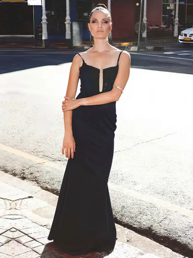 Sheath/Column Square Neckline Satin Floor-length Beading Prom Dresses #Milly020105534