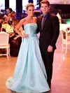 Princess Strapless Satin Sweep Train Sashes / Ribbons Prom Dresses #Milly020105559