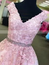 Princess V-neck Tulle Floor-length Beading Prom Dresses #Milly020105561