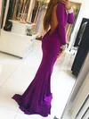 Trumpet/Mermaid Scoop Neck Jersey Sweep Train Beading Prom Dresses #Milly020105582