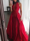 Princess V-neck Satin Sweep Train Ruffles Prom Dresses Sale #sale020105675