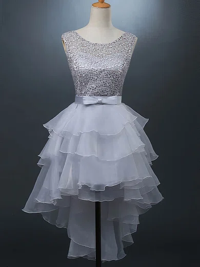 Ball Gown Scoop Neck Tulle Ruffle Tiered Prom Dresses #Milly020105380