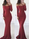 Sheath/Column Off-the-shoulder Jersey Sweep Train Prom Dresses Sale #sale020105596