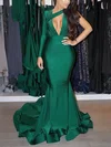 Trumpet/Mermaid V-neck Jersey Sweep Train Prom Dresses #Milly020105616