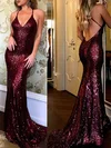 Trumpet/Mermaid Sweep Train V-neck Sequined Prom Dresses #Milly020105807