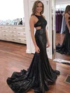 Trumpet/Mermaid Scoop Neck Sequined Sweep Train Prom Dresses #Milly020105809