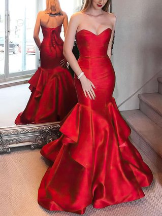 V Neck Mermaid Red Lace Short Prom Dresses, Mermaid Red Homecoming Dre —  Bridelily