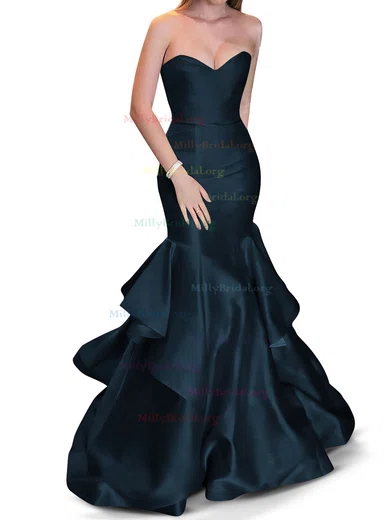 Trumpet Mermaid Bow Navy Blue Sweetheart Prom Dress Trumpet Mermaid Bow Navy Blue Sweetheart Prom Dress