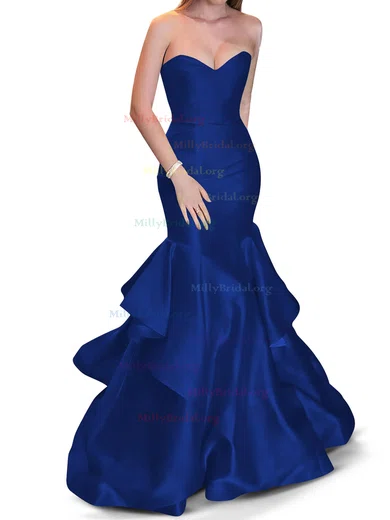 Trumpet Mermaid Bow Navy Blue Sweetheart Prom Dress Trumpet Mermaid Bow Navy Blue Sweetheart Prom Dress