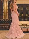 Trumpet/Mermaid Scoop Neck Tulle Sweep Train Appliques Lace Prom Dresses #Milly020105538