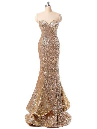Trumpet/Mermaid Sweetheart Sequined Sweep Train Prom Dresses #Milly020105818