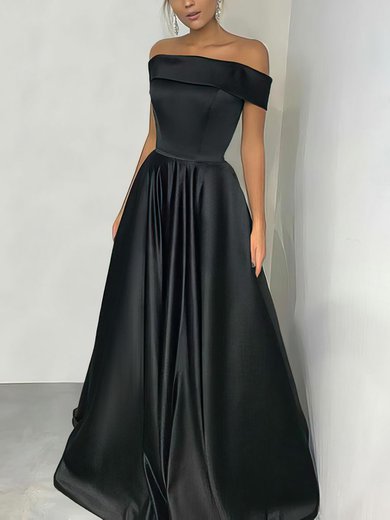 Ball Gown/Princess Floor-length Off-the-shoulder Satin Prom Dresses #Milly020105934