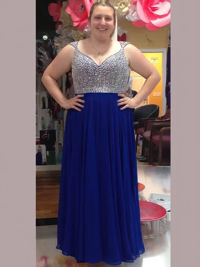 A-line Sweetheart Chiffon Floor-length Beading prom dress #Milly020105974