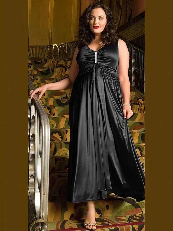 A-line Scoop Neck Satin Ankle-length Ruffles prom dress #Milly020105981
