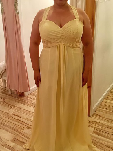 A-line Sweetheart Chiffon Floor-length Ruffles prom dress #Milly020105990