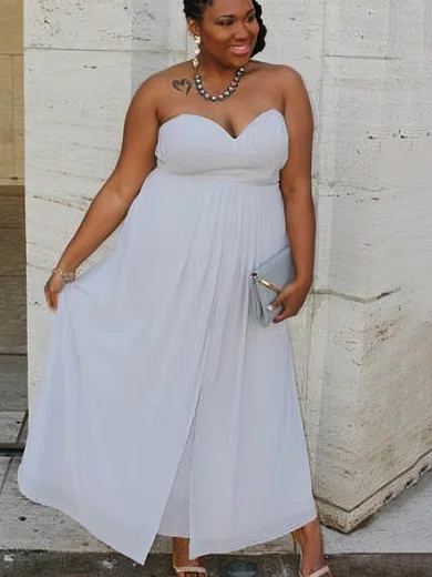 A-line Sweetheart Chiffon Ankle-length Ruffles prom dress #Milly020106017