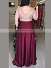 A-line V-neck Silk-like Satin Floor-length Beading prom dress #Milly020106024