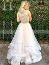 Princess Scoop Neck Tulle Floor-length Beading Prom Dresses #Milly020106086