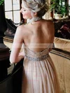 A-line High Neck Chiffon Floor-length Beading Prom Dresses #Milly020106092