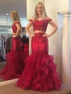 Trumpet/Mermaid Off-the-shoulder Satin Tulle Floor-length Appliques Lace Prom Dresses #Milly020106097