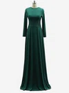 A-line Scoop Neck Jersey Floor-length Ruffles Prom Dresses #Milly020106111