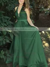 Princess Halter Satin Sweep Train Appliques Lace Prom Dresses #Milly020105085