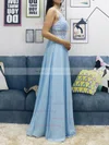 A-line V-neck Chiffon Floor-length Beading Prom Dresses #Milly020105038