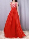 A-line Scoop Neck Chiffon Floor-length Beading Prom Dresses #Milly020105043